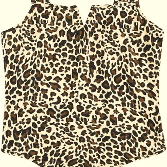 Sleeveless, Leopard Print, Slit Neck Bodysuit - Picture 2 of 2